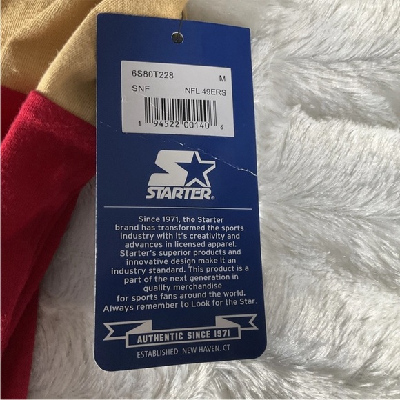 San Francisco 49ers Starter Sz M Field Jersey Long Sleeve T-Shirt - Scarlet/Gold - Picture 7 of 11